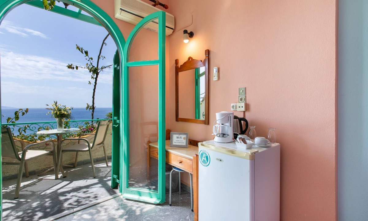 Agia Galini Bed & Breakfast | Bed and Breakfast 'Double Room No 203 Sea View' with Sea View, Wi-Fi and Air Conditioning