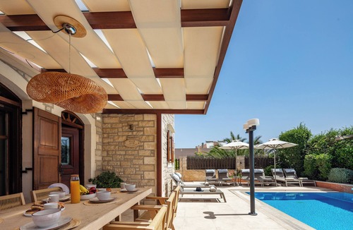 Atsipopoulo Villa | Family villa Elia with heated pool, 2 minutes walking to local amenities
