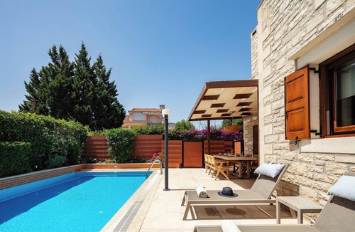 Atsipopoulo Villa | Family villa Elia with heated pool, 2 minutes walking to local amenities