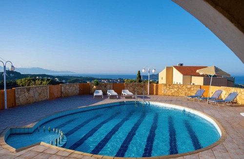 Agia Villa | Villa Erato in Stalos in Secluded Place with Pool, BBQ, Jacuzzi, Sea Views