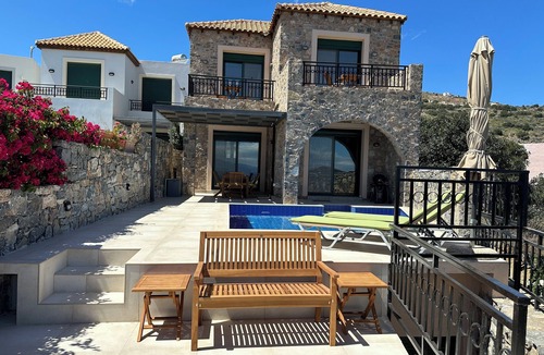 Mavrikiano Villa | Villa Mavrikiano has breathtaking view of the sea and mountains + private pool.