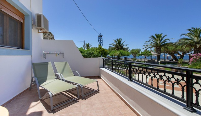 Family Beachfront Apartment with Sea View in Agia Galini, Crete
