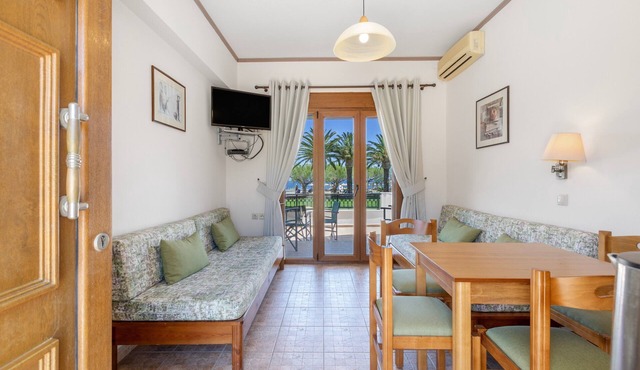 Family Beachfront Apartment with Sea View in Agia Galini, Crete