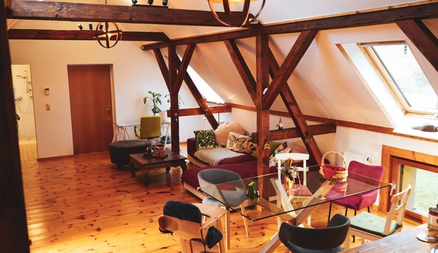 Historic retro loft near Potsdam, Garten+Seenah