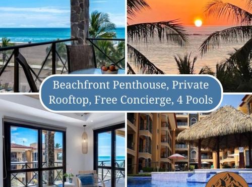 OCEAN VIEWS Beachfront Penthouse private rooftop best pools and location in Jaco
