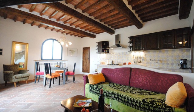 Panoramic apartment with terrace, pool and garden, just 5 km from the old town.