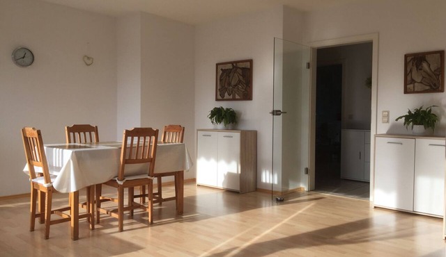 Spacious, light-flooded apartment, very good connection to train and highway