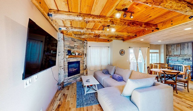 Three-story mountain-view home with fireplaces, washer/dryer, AC, dog-friendly!